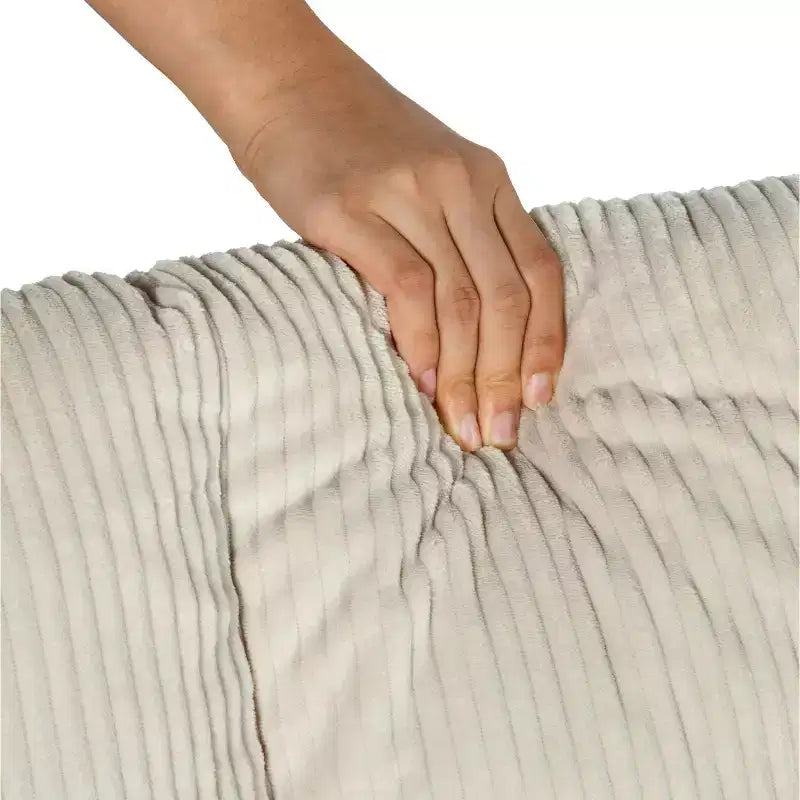 Homy Casa Sedia a dondolo in velluto a coste, sedia a dondolo rivestita in tessuto, beige