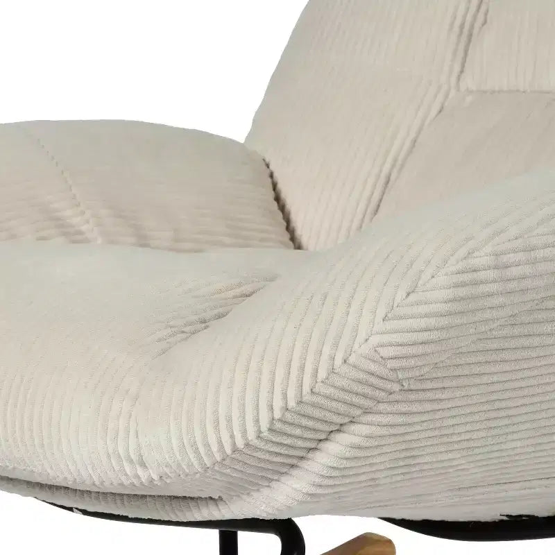 Homy Casa Sedia a dondolo in velluto a coste, sedia a dondolo rivestita in tessuto, beige