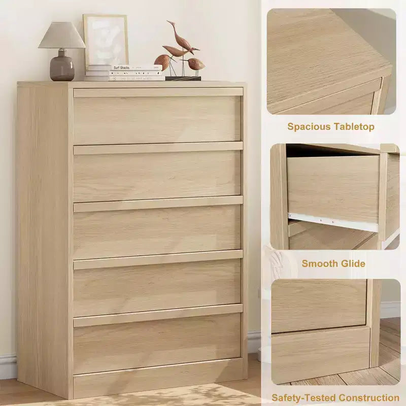 COZONY Comò con 3/4/5/7 Cassetti, Cassettiera Alta con Ampio Spazio di Archiviazione, Comodino Moderno Sottile per Camera da Letto, Soggiorno