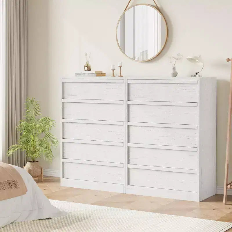 COZONY Comò con 3/4/5/7 Cassetti, Cassettiera Alta con Ampio Spazio di Archiviazione, Comodino Moderno Sottile per Camera da Letto, Soggiorno