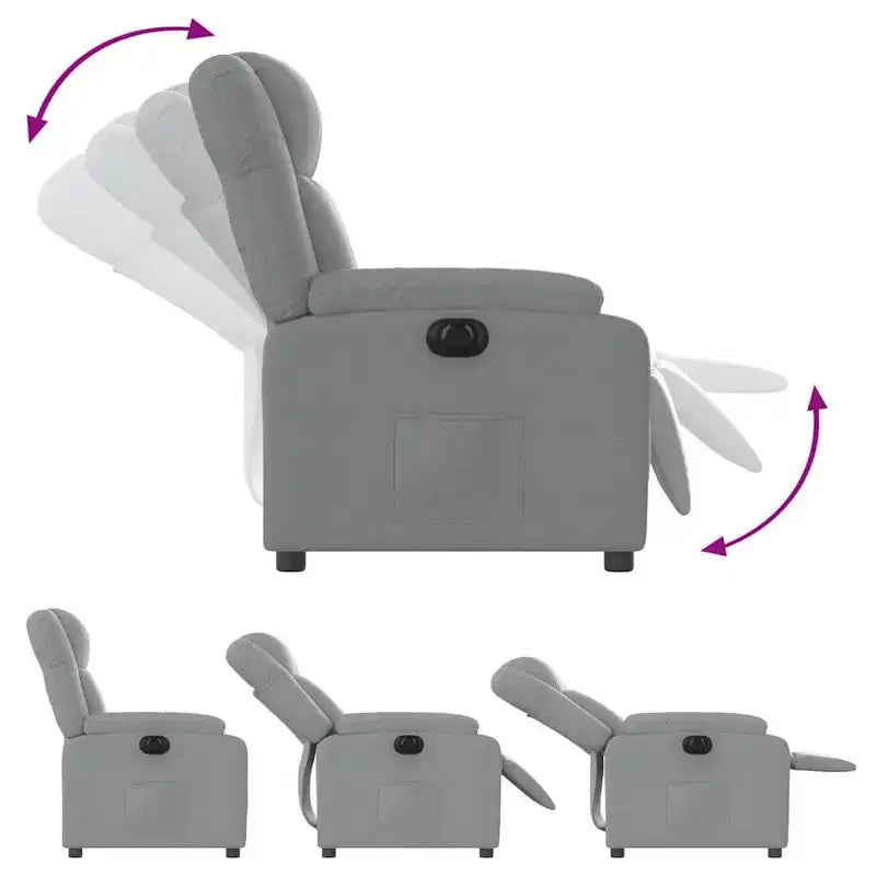 vidaXL Poltrona reclinabile in tessuto grigio chiaro