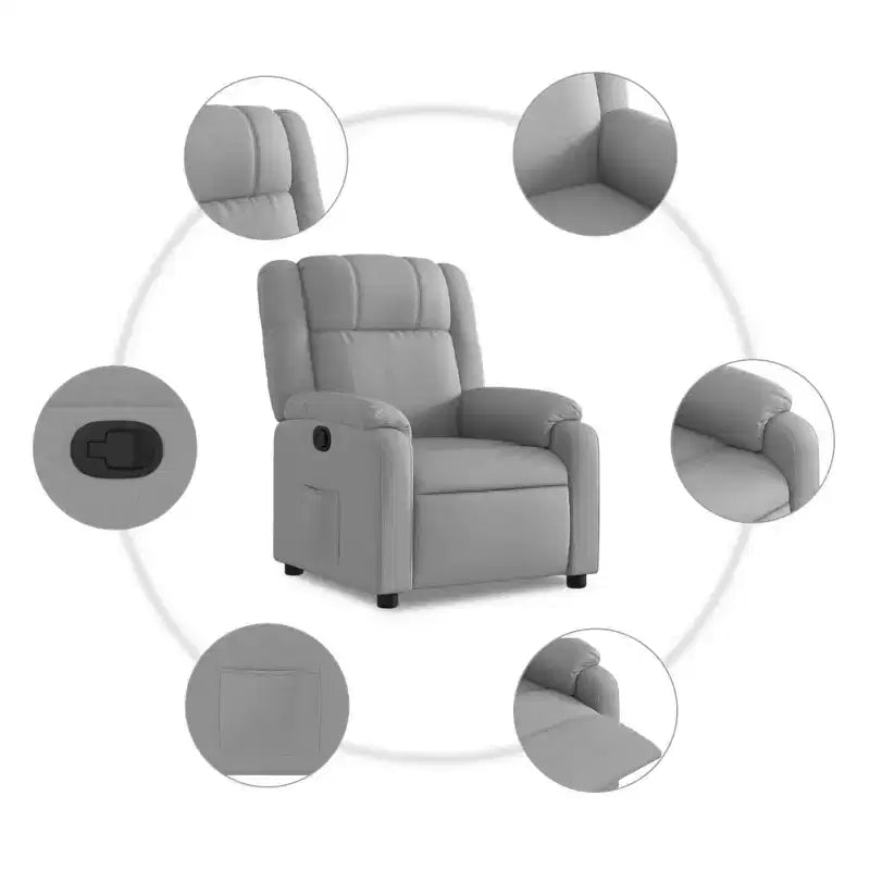vidaXL Poltrona reclinabile in tessuto grigio chiaro