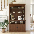 COZONY 72 Mobile Caffè con Credenza, Mobile Buffet in Stile Rustico con Supporto per Microonde, Portabottiglie e Ripiani di Stoccaggio