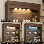 COZONY 72 Mobile Caffè con Credenza, Mobile Buffet in Stile Rustico con Supporto per Microonde, Portabottiglie e Ripiani di Stoccaggio