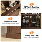COZONY 72 Mobile Caffè con Credenza, Mobile Buffet in Stile Rustico con Supporto per Microonde, Portabottiglie e Ripiani di Stoccaggio