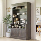 COZONY 72 Mobile Caffè con Credenza, Mobile Buffet in Stile Rustico con Supporto per Microonde, Portabottiglie e Ripiani di Stoccaggio