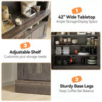 COZONY 72 Mobile Caffè con Credenza, Mobile Buffet in Stile Rustico con Supporto per Microonde, Portabottiglie e Ripiani di Stoccaggio