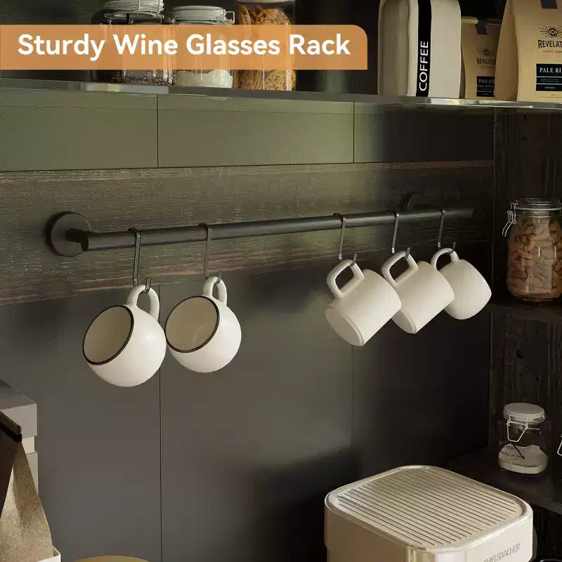 COZONY 72 Mobile Caffè con Credenza, Mobile Buffet in Stile Rustico con Supporto per Microonde, Portabottiglie e Ripiani di Stoccaggio