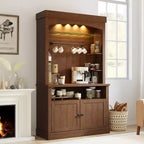 COZONY 72 Mobile Caffè con Credenza, Mobile Buffet in Stile Rustico con Supporto per Microonde, Portabottiglie e Ripiani di Stoccaggio