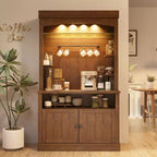 COZONY 72 Mobile Caffè con Credenza, Mobile Buffet in Stile Rustico con Supporto per Microonde, Portabottiglie e Ripiani di Stoccaggio