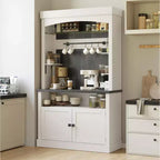 COZONY 72 Mobile Caffè con Credenza, Mobile Buffet in Stile Rustico con Supporto per Microonde, Portabottiglie e Ripiani di Stoccaggio