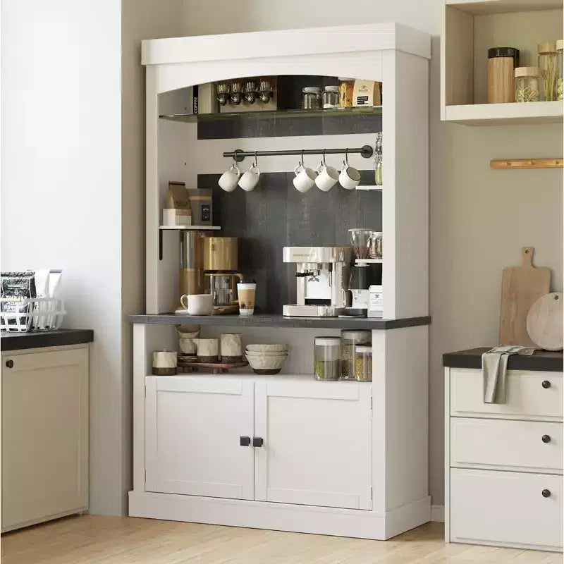 COZONY 72 Mobile Caffè con Credenza, Mobile Buffet in Stile Rustico con Supporto per Microonde, Portabottiglie e Ripiani di Stoccaggio