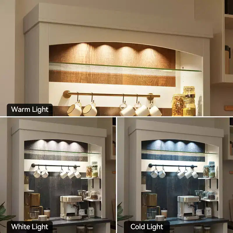 COZONY 72 Mobile Caffè con Credenza, Mobile Buffet in Stile Rustico con Supporto per Microonde, Portabottiglie e Ripiani di Stoccaggio