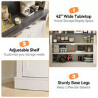 COZONY 72 Mobile Caffè con Credenza, Mobile Buffet in Stile Rustico con Supporto per Microonde, Portabottiglie e Ripiani di Stoccaggio