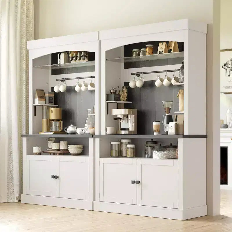 COZONY 72 Mobile Caffè con Credenza, Mobile Buffet in Stile Rustico con Supporto per Microonde, Portabottiglie e Ripiani di Stoccaggio