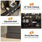 COZONY 72 Mobile Caffè con Credenza, Mobile Buffet in Stile Rustico con Supporto per Microonde, Portabottiglie e Ripiani di Stoccaggio