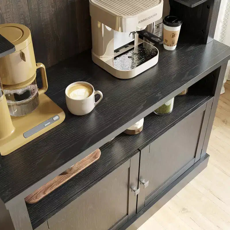 COZONY 72 Mobile Caffè con Credenza, Mobile Buffet in Stile Rustico con Supporto per Microonde, Portabottiglie e Ripiani di Stoccaggio