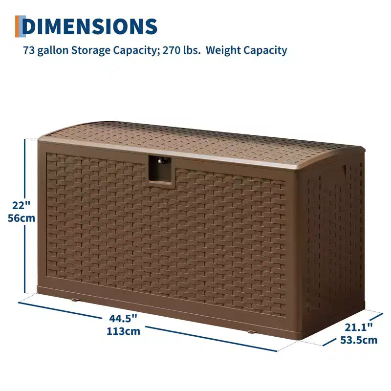 Grande Baule Contenitore da Esterno Impermeabile in Resina 80-120 Galloni Organizer con Serratura per Cuscini da Giardino, Utensili, Attrezzatura da Piscina Effetto Rattan Marrone o Nero