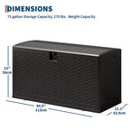Grande Baule Contenitore da Esterno Impermeabile in Resina 80-120 Galloni Organizer con Serratura per Cuscini da Giardino, Utensili, Attrezzatura da Piscina Effetto Rattan Marrone o Nero