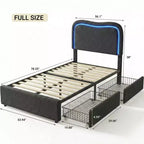 Coolmee Letti Imbottiti per Bambini con 2 Cassetti e Testiera, Grazioso Letto Singolo con Contenitore per Bambine, Bambini, Robusto Letto a Piattaforma