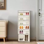 Scatola porta-scarpe impilabile trasparente con sportello magnetico, organizer per scarpe pieghevole in plastica, nessuna installazione necessaria per riporre le scarpe da ginnastica