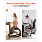 Sedia inginocchiatoio ergonomica VEVOR, sedia inginocchiatoio in legno per la postura con cuscini spessi regolabili in schiuma e telaio in legno massello, altezza regolabile, nero