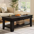 Rustic Style Coffee Table with Storage. Wood Rectangular Table for Living Room. Furniture for Home Office and Apartment