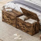 Cassapanca in legno spaziosa, Baule multifunzionale da ingresso, Cerniere di sicurezza e maniglie laterali, Montaggio facile, per Camera da letto, Salotto