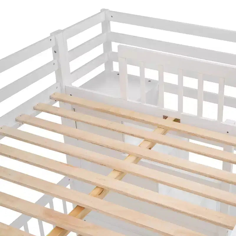 Luxystar Letto a castello moderno completo su letto singolo con scrivania, 8 cassetti e librerie