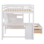 Luxystar Letto a castello moderno completo su letto singolo con scrivania, 8 cassetti e librerie