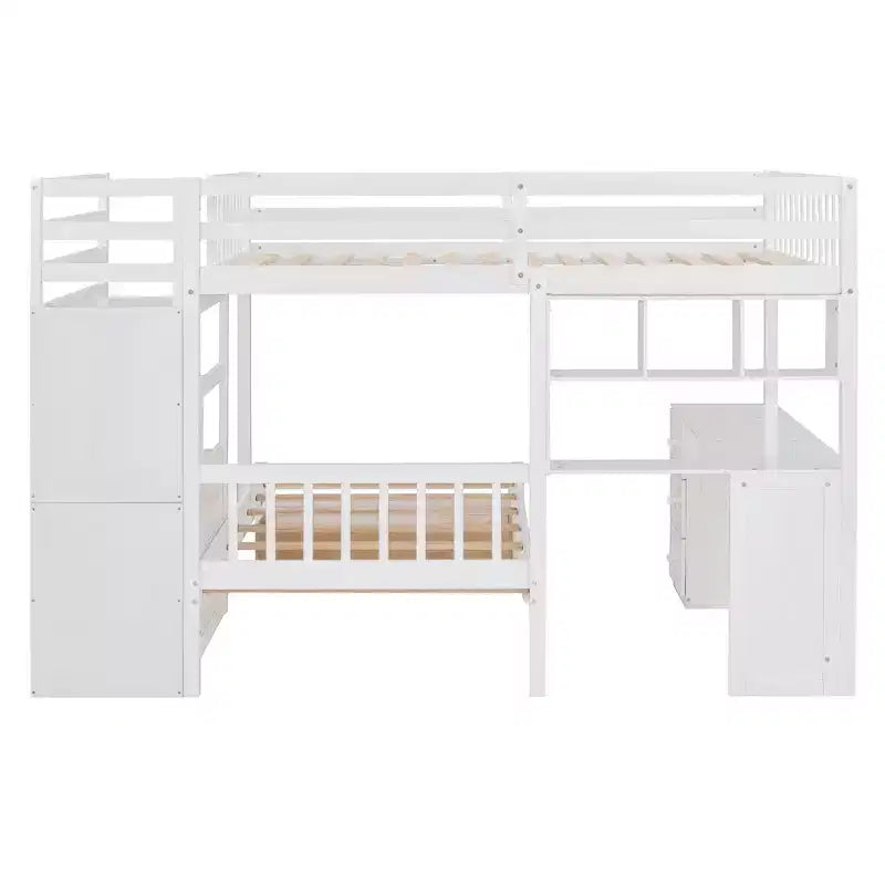 Luxystar Letto a castello moderno completo su letto singolo con scrivania, 8 cassetti e librerie