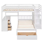 Luxystar Letto a castello moderno completo su letto singolo con scrivania, 8 cassetti e librerie