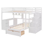 Luxystar Letto a castello moderno completo su letto singolo con scrivania, 8 cassetti e librerie