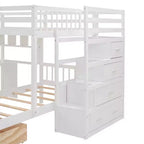Luxystar Letto a castello moderno completo su letto singolo con scrivania, 8 cassetti e librerie
