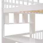 Luxystar Letto a castello moderno completo su letto singolo con scrivania, 8 cassetti e librerie