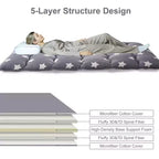 Materasso giapponese Futon arrotolabile, Materassino Tatami pieghevole e Letto portatile da terra per adulti, Stampa Stelle