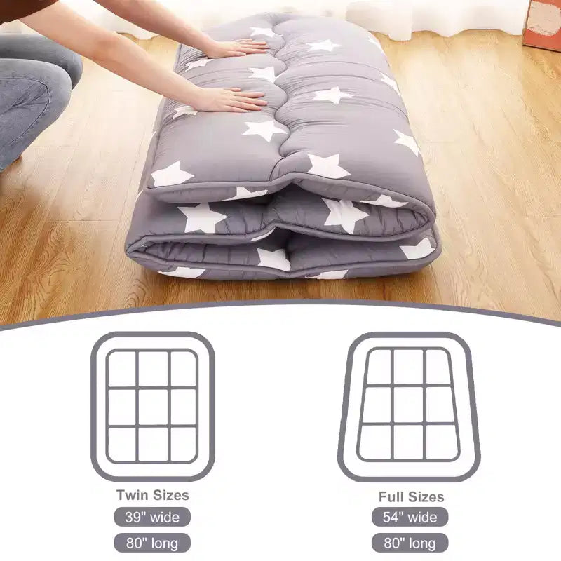 Materasso giapponese Futon arrotolabile, Materassino Tatami pieghevole e Letto portatile da terra per adulti, Stampa Stelle