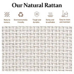 Mobile contenitore rustico in rattan, ante e cassetti, ripiani regolabili, bianco sporco