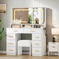 Vanity Desk with Mirror, Makeup Dresser for Bedroom, 8 Drawers, Modern Dressing Table Set for Bedroom