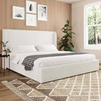 GDFStudio Tracy, Struttura Letto Imbottita in Bouclé con Testiera, Gambe e Doghe in Metallo