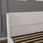 GDFStudio Tracy, Struttura Letto Imbottita in Bouclé con Testiera, Gambe e Doghe in Metallo