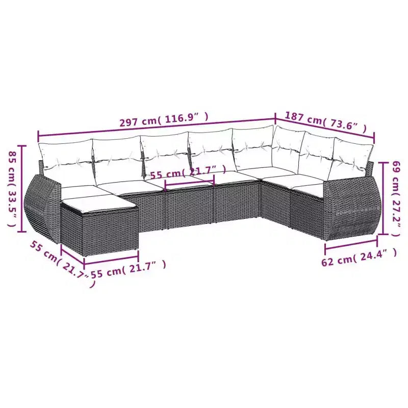 vidaXL Set Divani da Giardino Nero