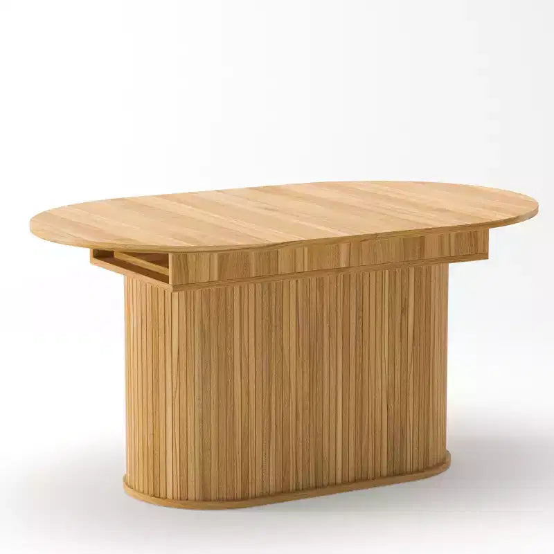 GDFStudio Aditi Tavolo da Pranzo Estensibile 55.11 - 70.86 Moderno con Base a Piedistallo a Strisce