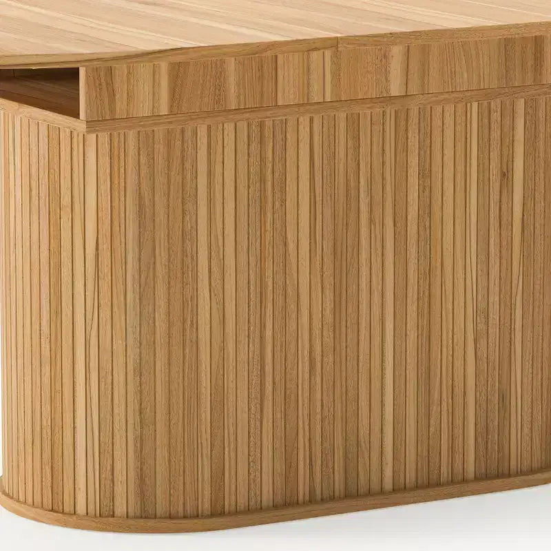 GDFStudio Aditi Tavolo da Pranzo Estensibile 55.11 - 70.86 Moderno con Base a Piedistallo a Strisce