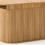 GDFStudio Aditi Tavolo da Pranzo Estensibile 55.11 - 70.86 Moderno con Base a Piedistallo a Strisce