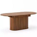 GDFStudio Aditi Tavolo da Pranzo Estensibile 55.11 - 70.86 Moderno con Base a Piedistallo a Strisce