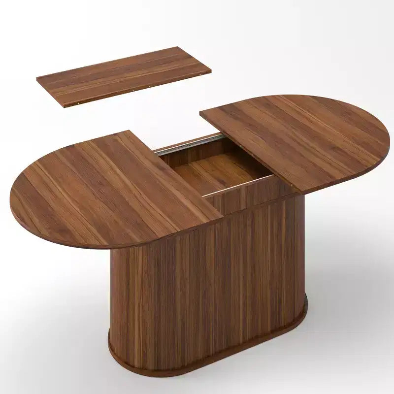 GDFStudio Aditi Tavolo da Pranzo Estensibile 55.11 - 70.86 Moderno con Base a Piedistallo a Strisce