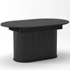 GDFStudio Aditi Tavolo da Pranzo Estensibile 55.11 - 70.86 Moderno con Base a Piedistallo a Strisce