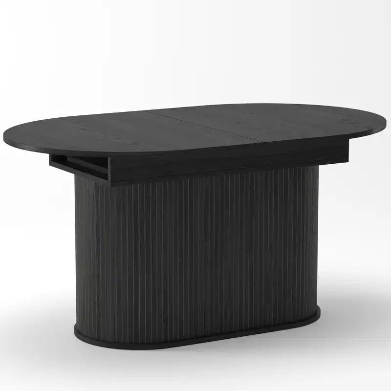 GDFStudio Aditi Tavolo da Pranzo Estensibile 55.11 - 70.86 Moderno con Base a Piedistallo a Strisce