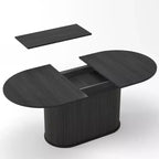 GDFStudio Aditi Tavolo da Pranzo Estensibile 55.11 - 70.86 Moderno con Base a Piedistallo a Strisce